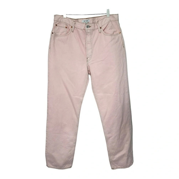Re/Done Loose Washed Pink Denim Wide Leg Jeans NWT - Picture 4 of 9
